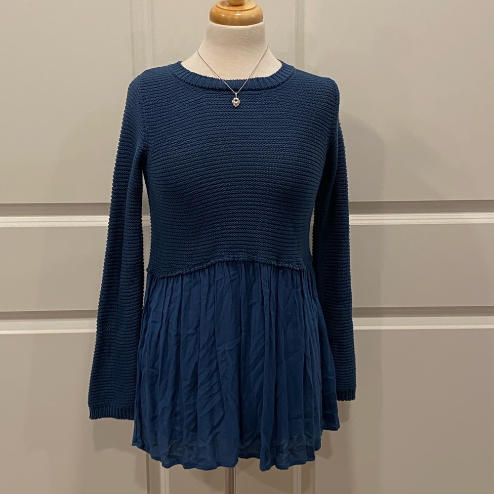 ALTAR'D STATE Knit‎ Top Babydoll Peplum Size Small New Cozy Academia Preppy